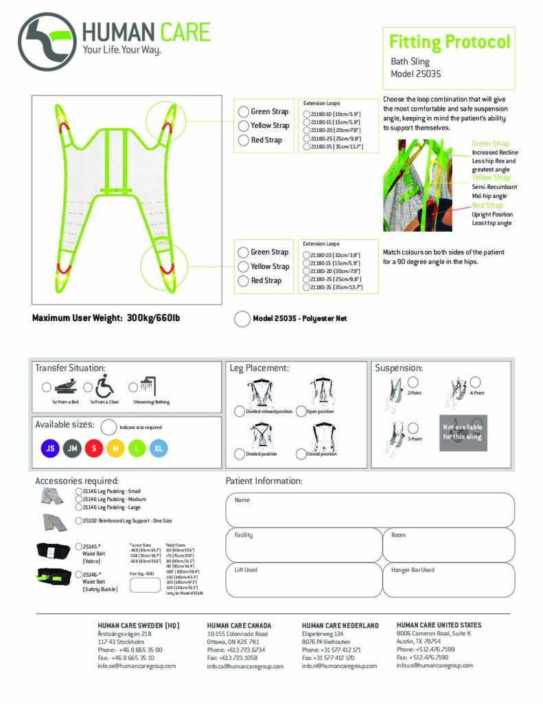 Bath Sling Human Care USA
